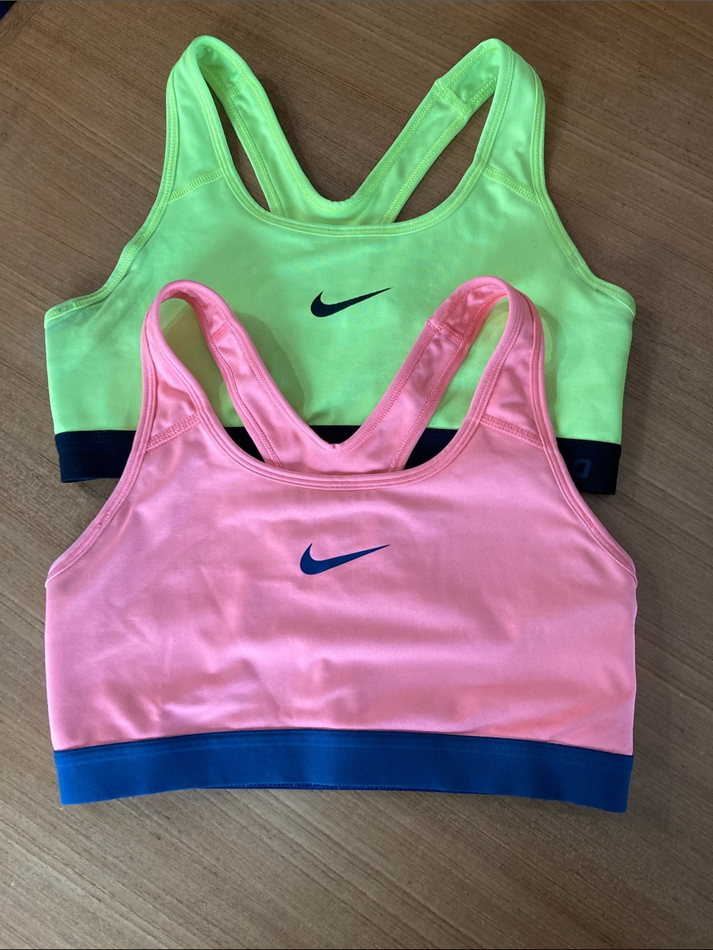 Nike Racerback Sports Bras - Neon Green & Coral Pink Accents SZ Medium